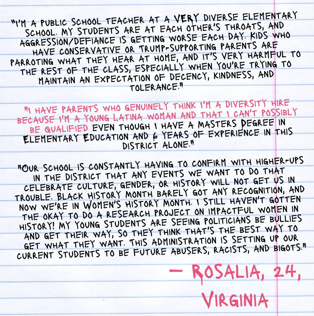 Sammendrag av tekst: En Latina -lærer i Virginia står overfor fordommer, men fremmer inkludering og forståelse midt i et skolemiljø med økende trass og diskriminering