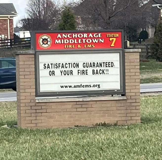  "Satisfaction guaranteed, oregon  your occurrence  back!!" with a website link