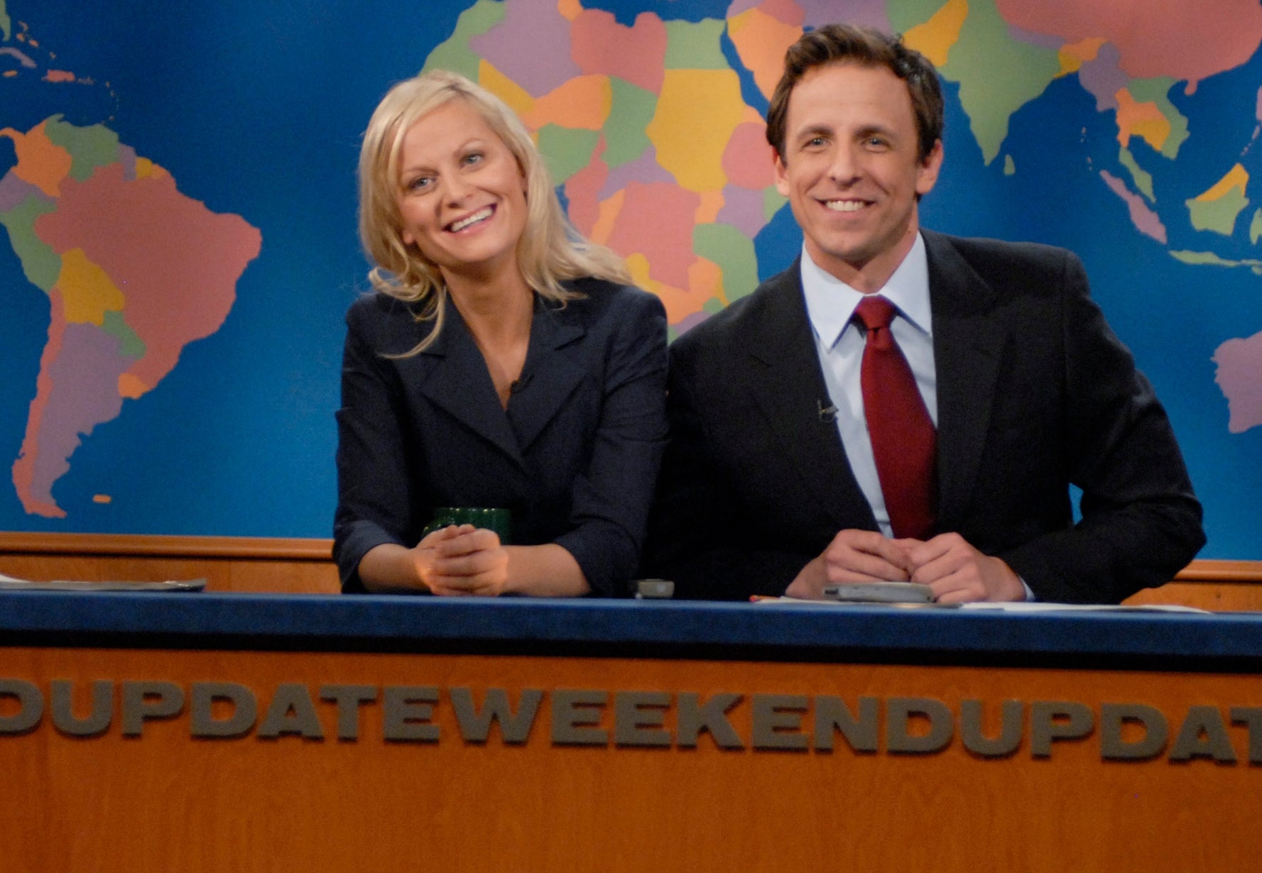 Seth Meyers and Amy Poehler on Weekend Update