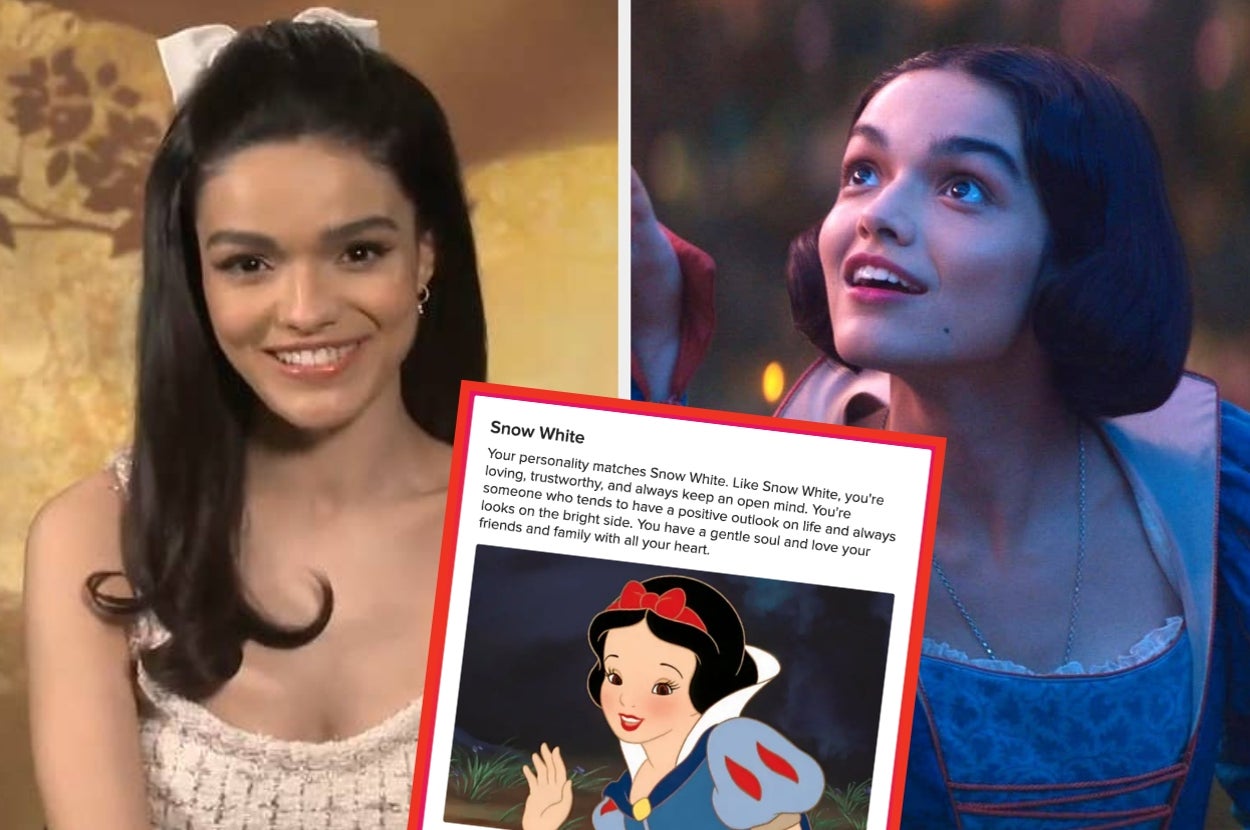 Two photos of a person styled as a classic fairytale character, with an inset of the animated character