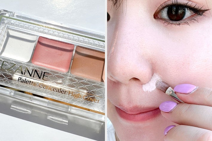 セザンヌのコンシーラーパレット、3色入り。シンプルで透明なケースに収められています。