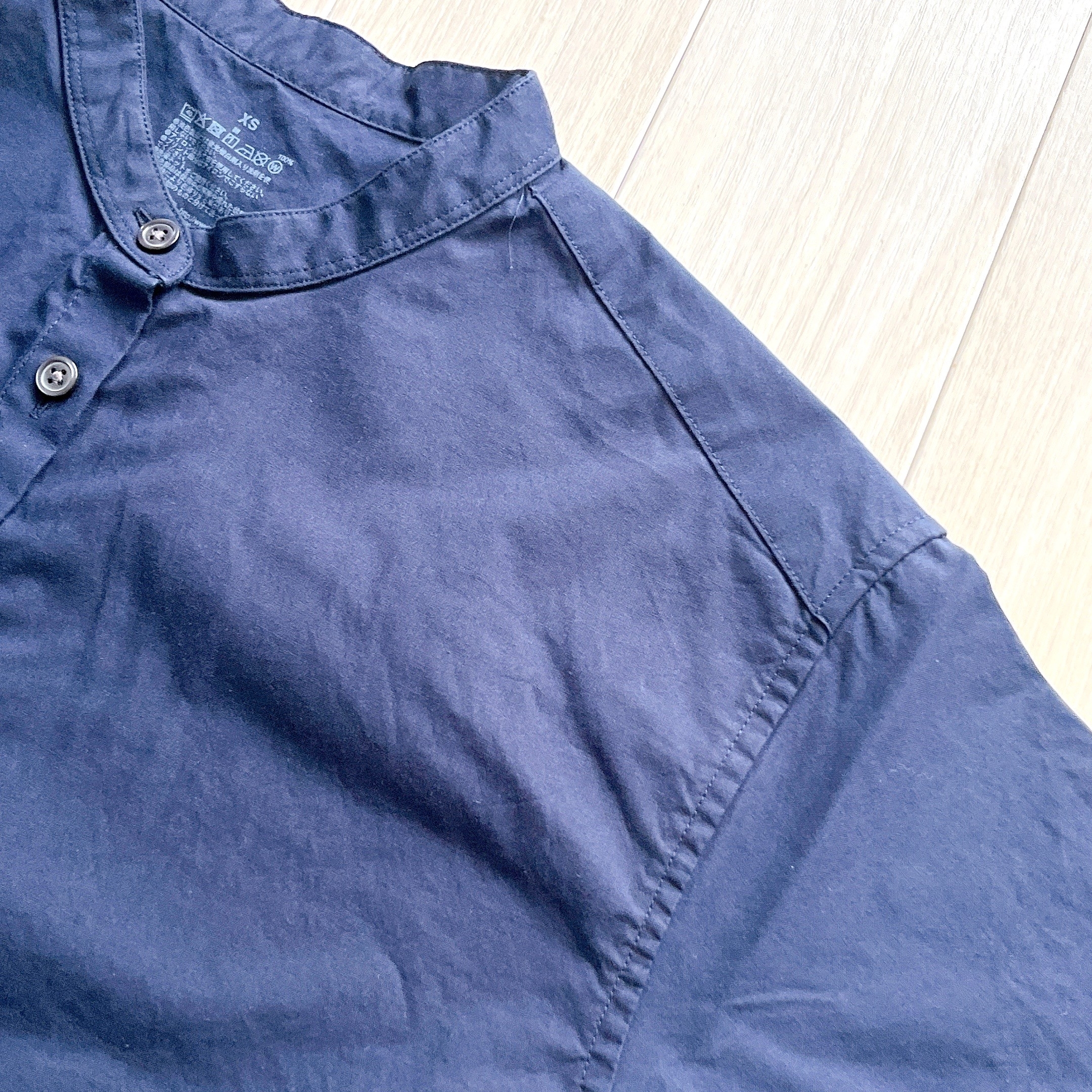 無印良品「婦人 洗いざらし ブロードスタンドカラー長袖ワンピース」