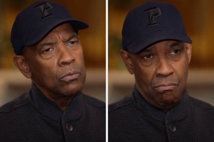 A person in a patterned jacket and cap, appearing thoughtful; two similar side-by-side expressions