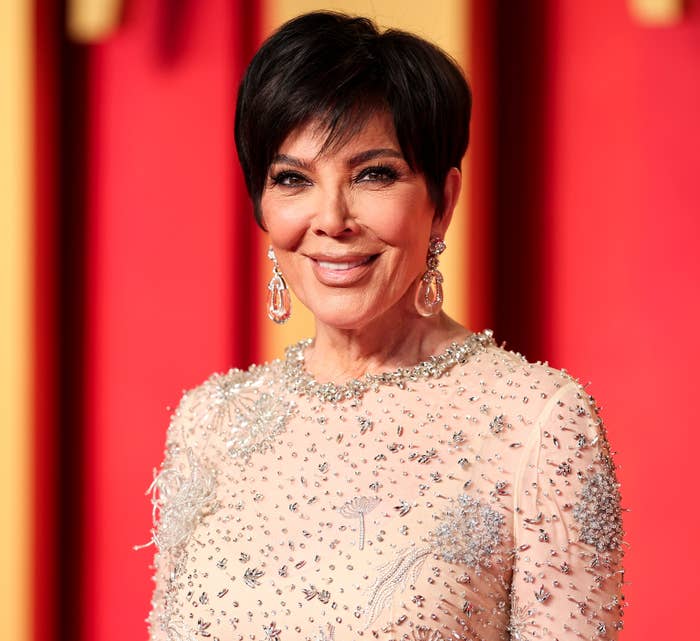 Kris Jenner posing on a red carpet