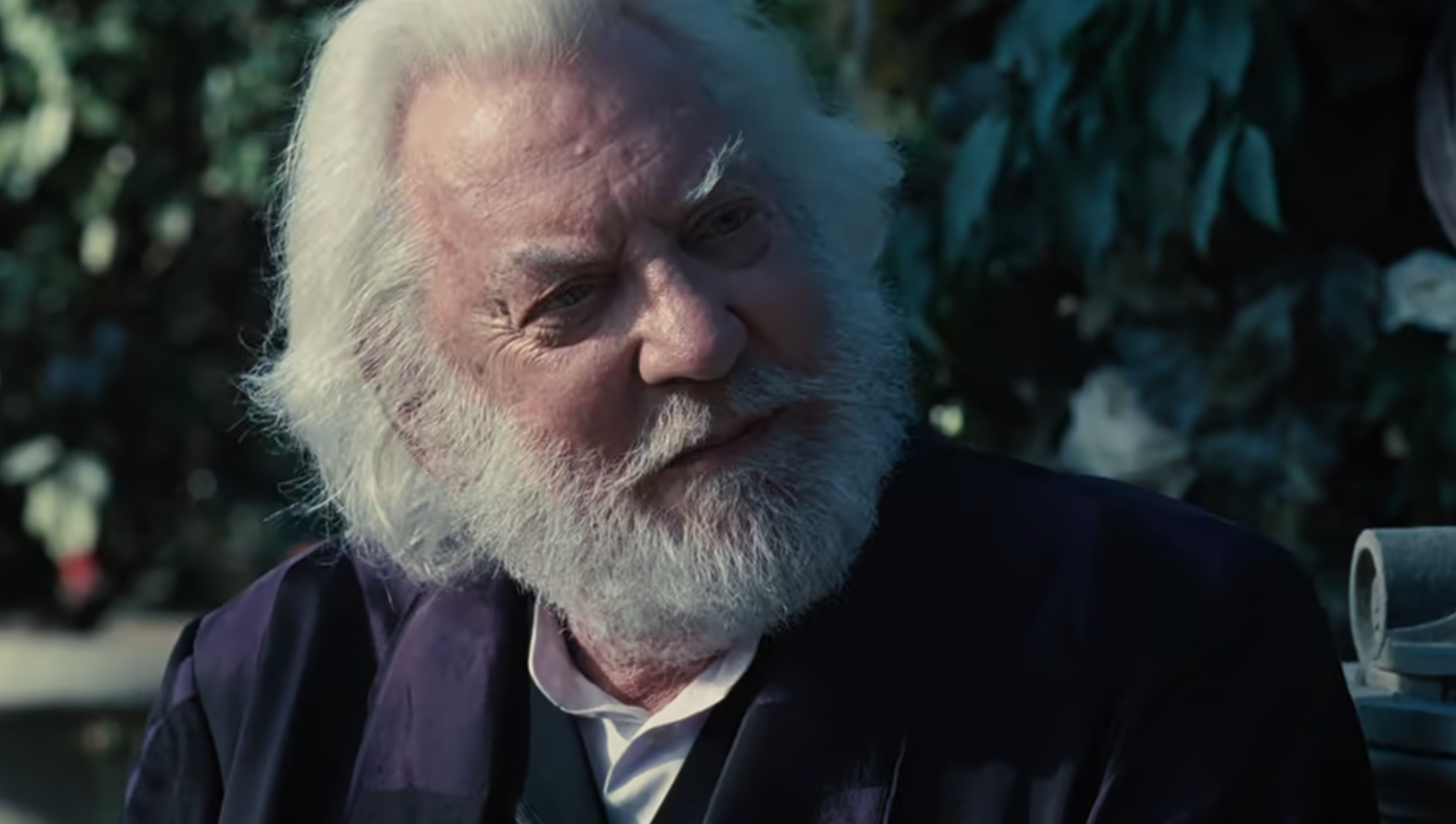 Donald Sutherland as President Snow in a movie scene
