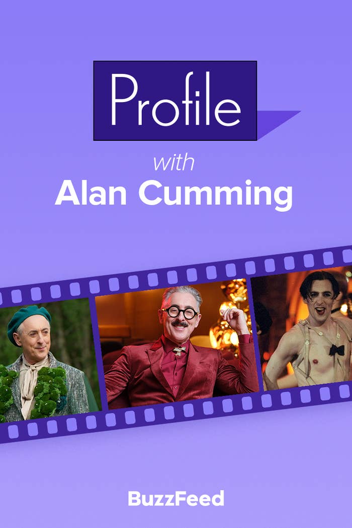 BuzzFeed show &quot;Profile with Alan Cumming&quot; features him in various outfits, including casual, formal, and theatrical styles
