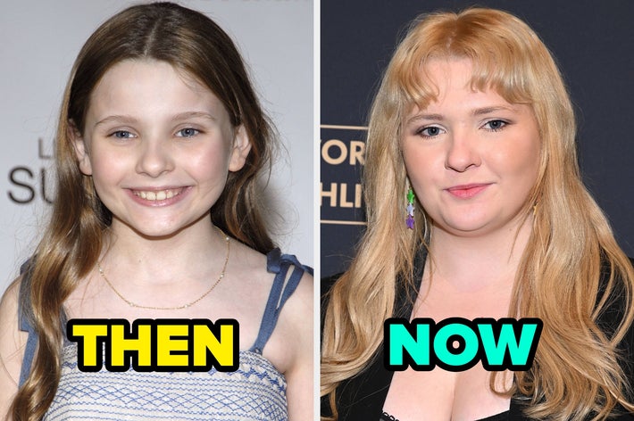 Split image of a person as a child (left) and as an adult on a red carpet wearing elegant attire (right). Text reads &ldquo;Then&rdquo; and &ldquo;Now&rdquo;