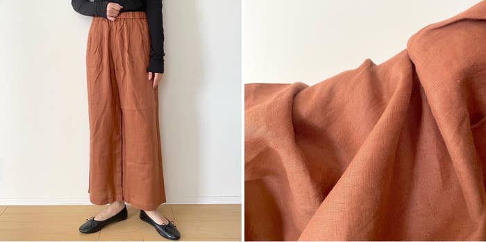 無印良品の「婦人 リネン 洗いざらしイージーワイドパンツ」