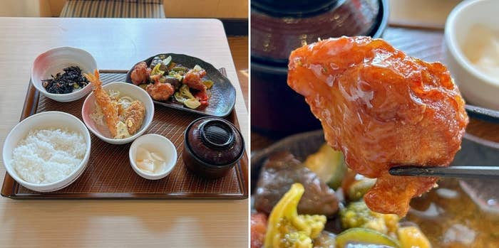 ガストの「お好み和膳 彩り野菜の黒酢から揚げ」