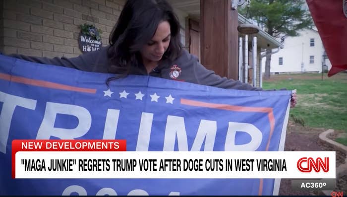 trump USA Woman holds a 