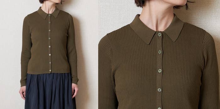 ユニクロの「リブポロカーディガン」