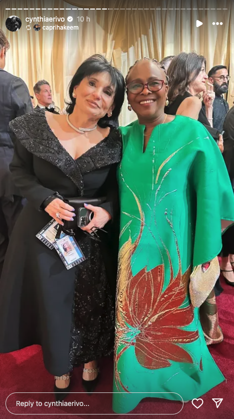 Joan Grande and Edith Erivo on a red carpet