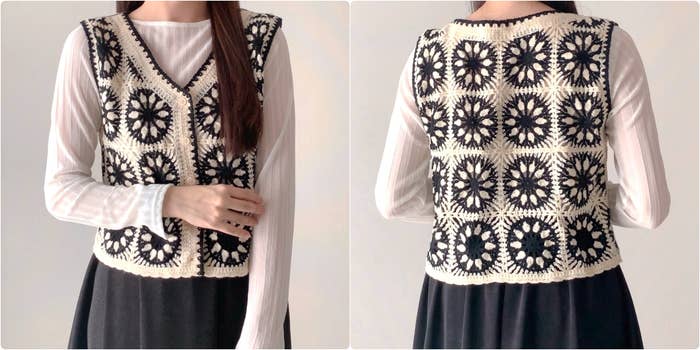 しまむらの「ハナパッチワークベスト」