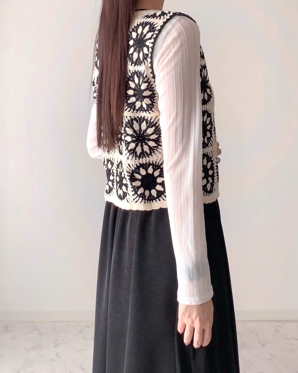 しまむらの「ハナパッチワークベスト」