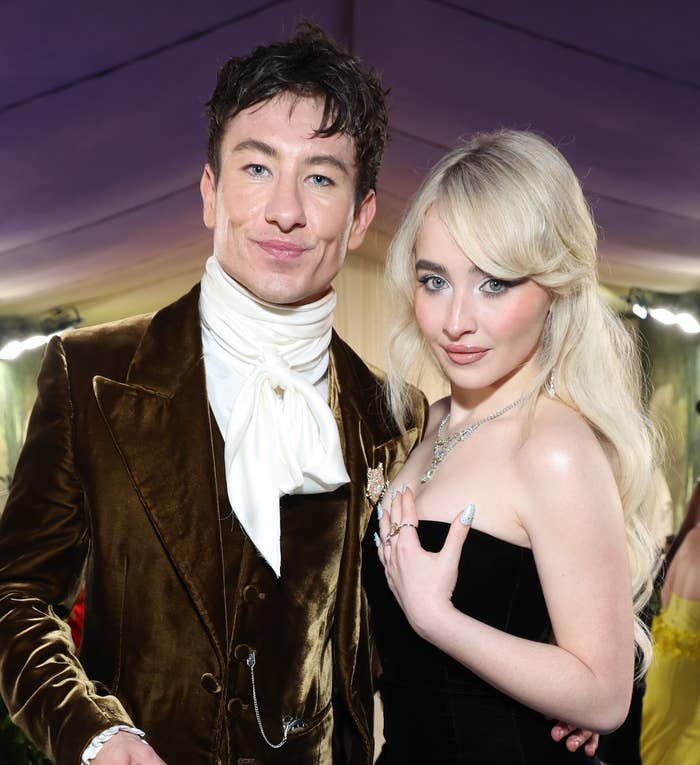 Sabrina Carpenter and Barry Keoghan pose together at the 2024 met gala
