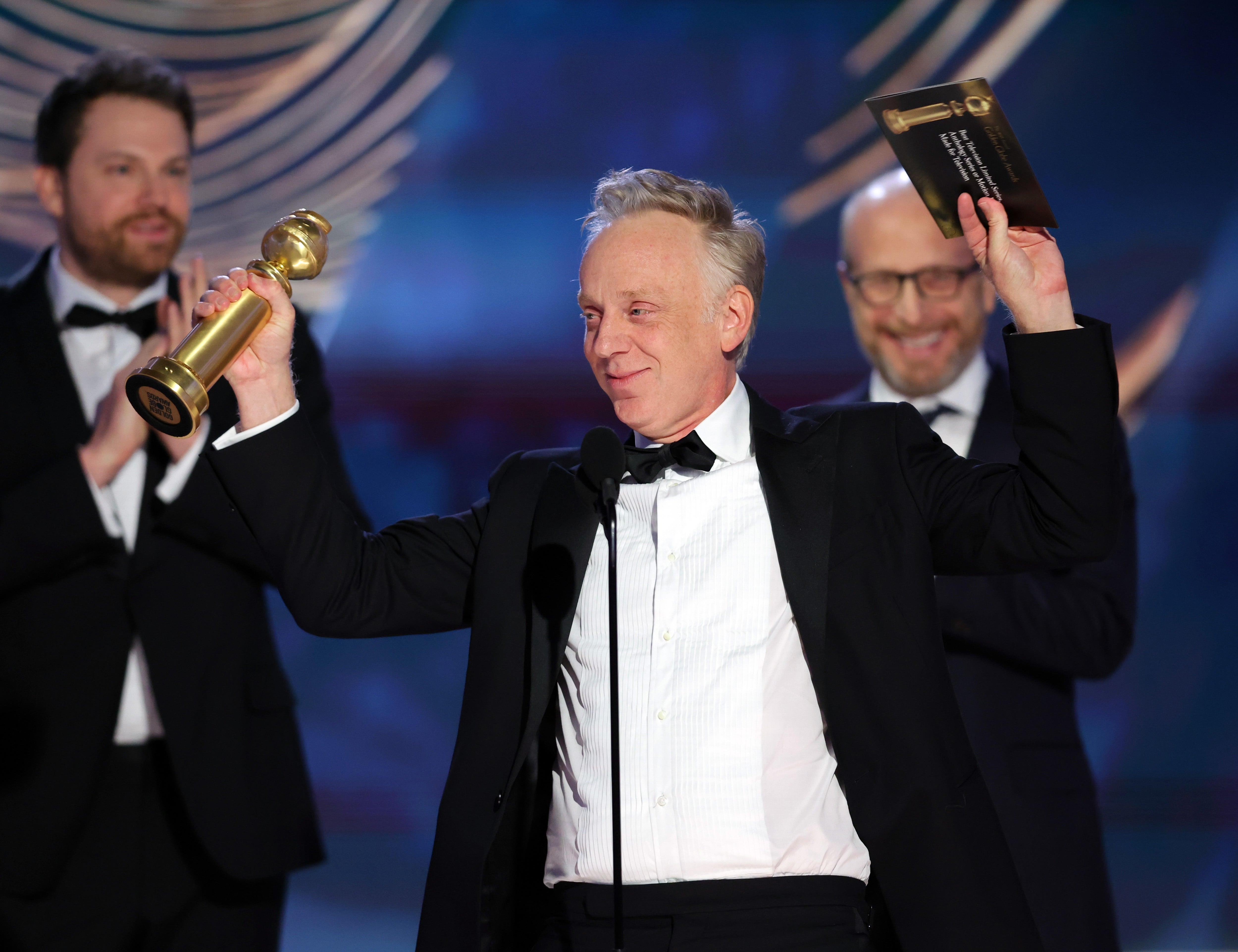Mike White on stage at the Golden Globes