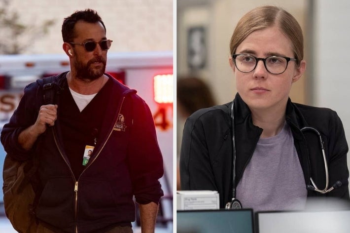 Robby and Mel in two scenes from &ldquo;The Pitt&rdquo;