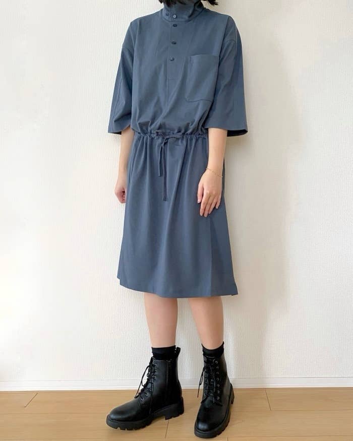 ユニクロの「ジャージーワンピース/5分袖」