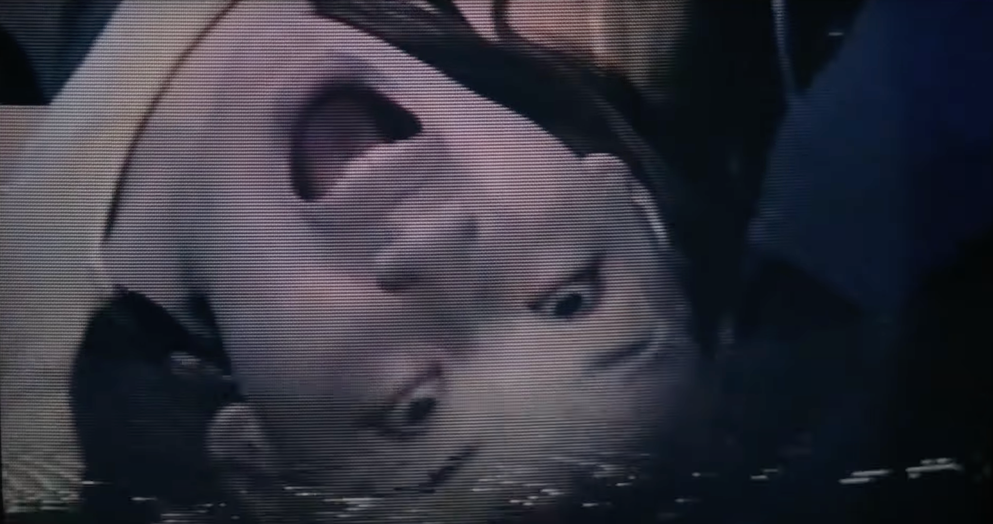 In a scene from &quot;Ring,&quot; a woman with wide eyes and an open mouth is seen on a grainy TV screen