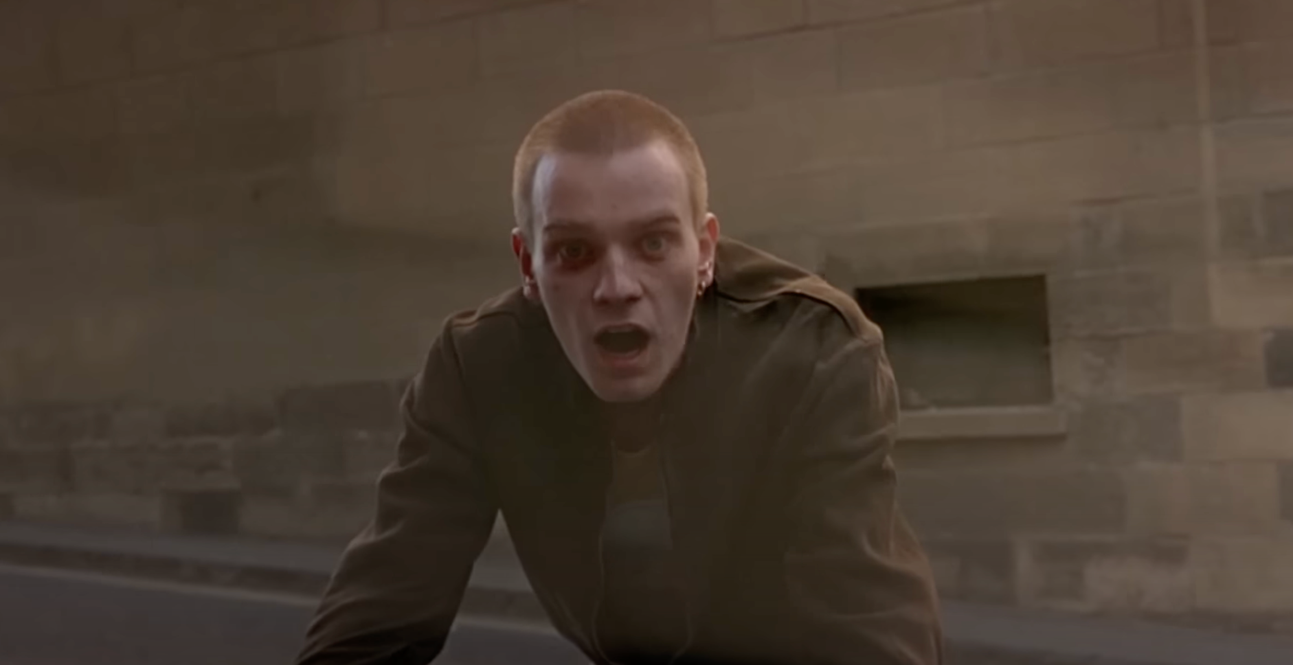 Ewan McGregor wears a shocked expression in a scene from &quot;Trainspotting&quot;