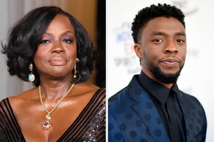 Two celebrities pose at separate events; one wears a sheer striped dress with bold jewelry, the other in a suit with a patterned jacket, both smiling slightly