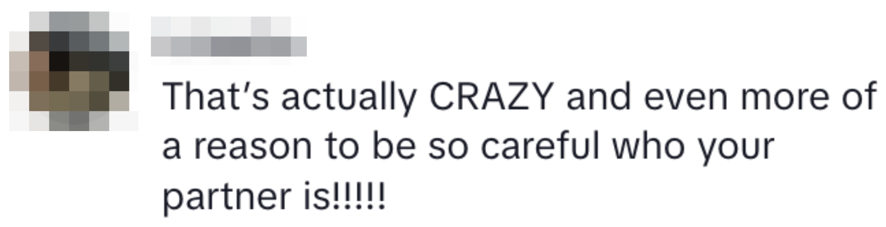 Comment expressing surprise and advising caution in choosing a partner