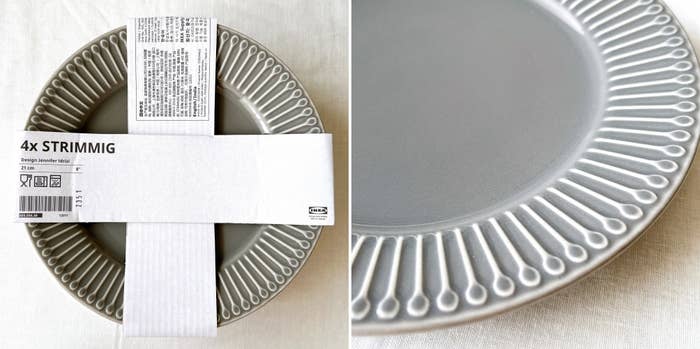 IKEAで販売されている「STRIMMIG」シリーズの4枚入りプレートセットの画像。