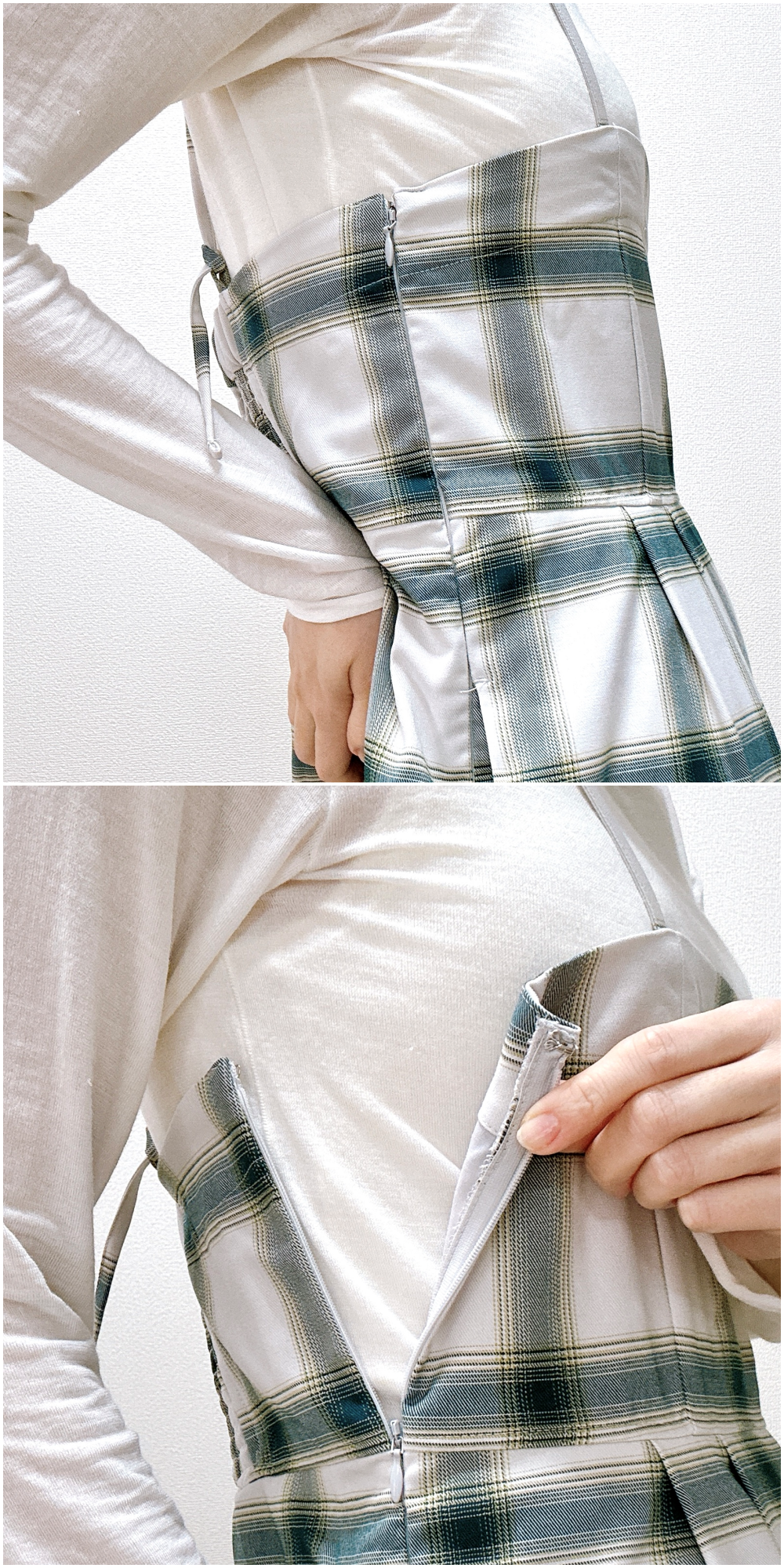 ローリーズファーム「オンブレチェックベアサロペット」