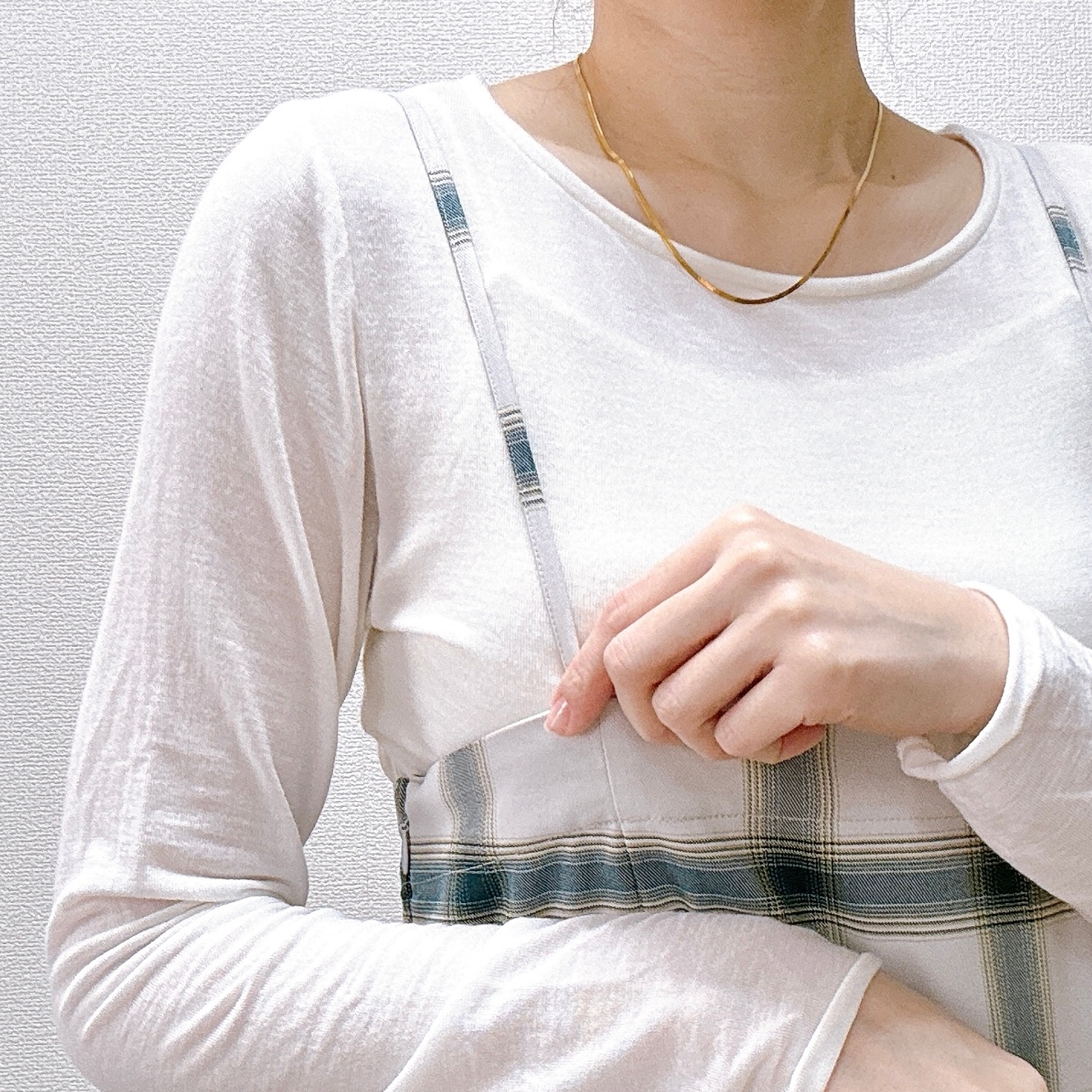 ローリーズファーム「オンブレチェックベアサロペット」