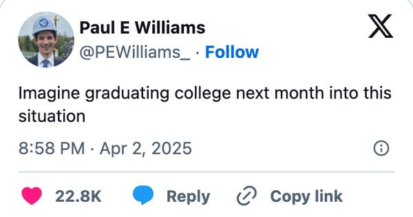 Tweet by Paul E Williams: "Imagine graduating college next month into this situation."