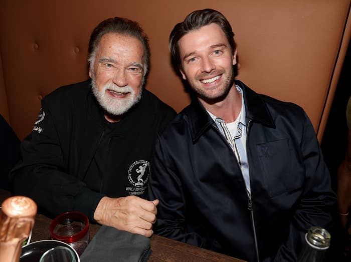 Arnold and Patrick Schwarzenegger at an event