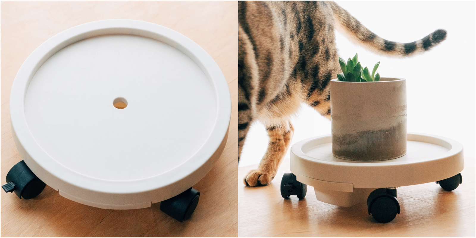 3COINS(スリーコインズ)の便利グッズ「キャスター付きトレー/Interior Green」