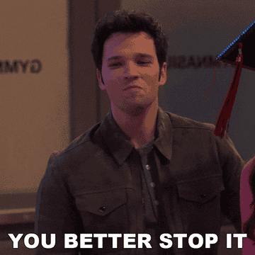 Man on TV show set smirks and says &quot;You better stop it.&quot;