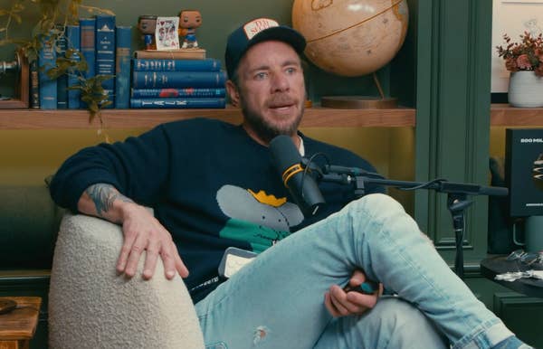 Dax Shepard speaking on a podcast
