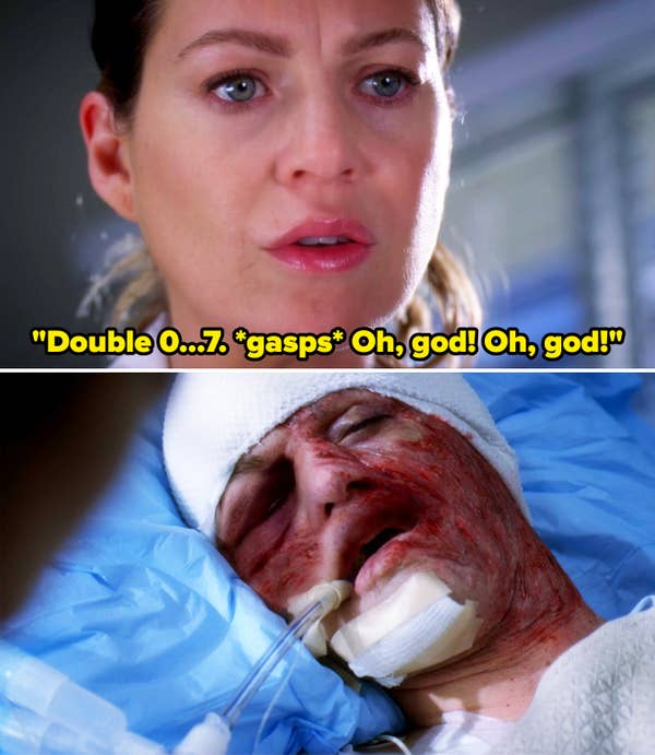 Meredith realizing that John Doe is George after realizing what Double 0-7 means