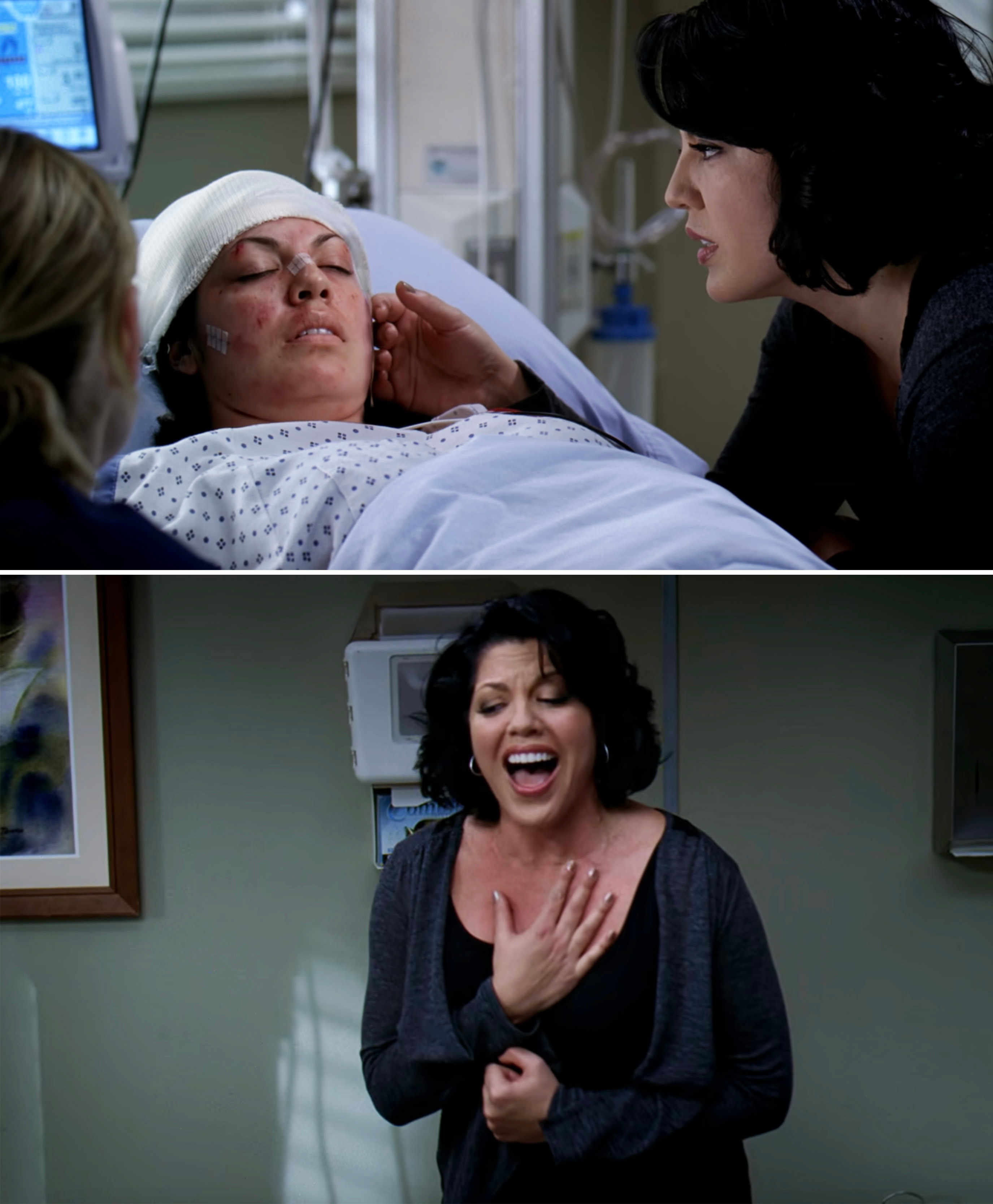Callie singing over her bed in the musical episode