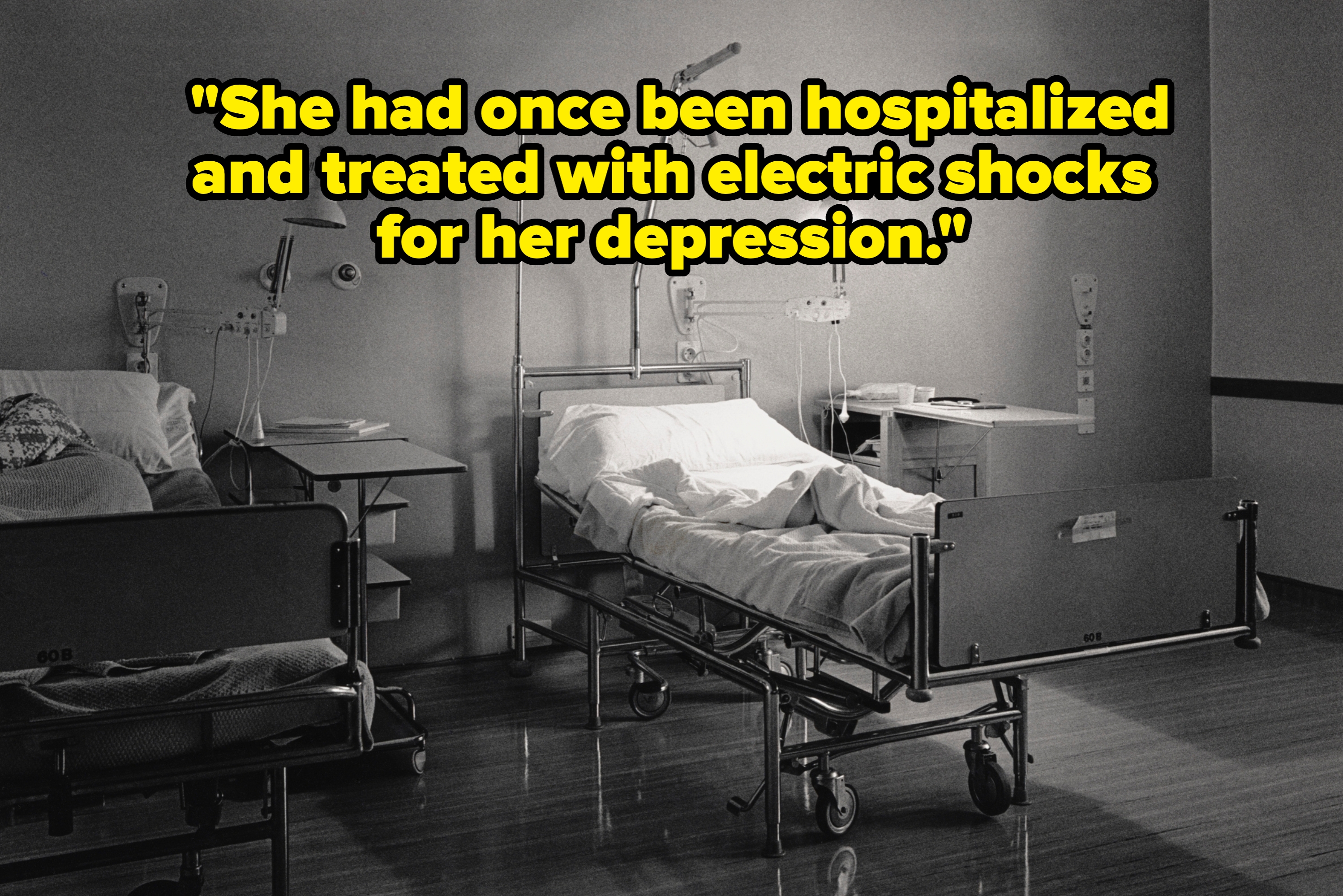 Hospital room with two empty beds, side table with lamp, and medical equipment. The setting is calm and orderly, suggesting patient recovery or rest