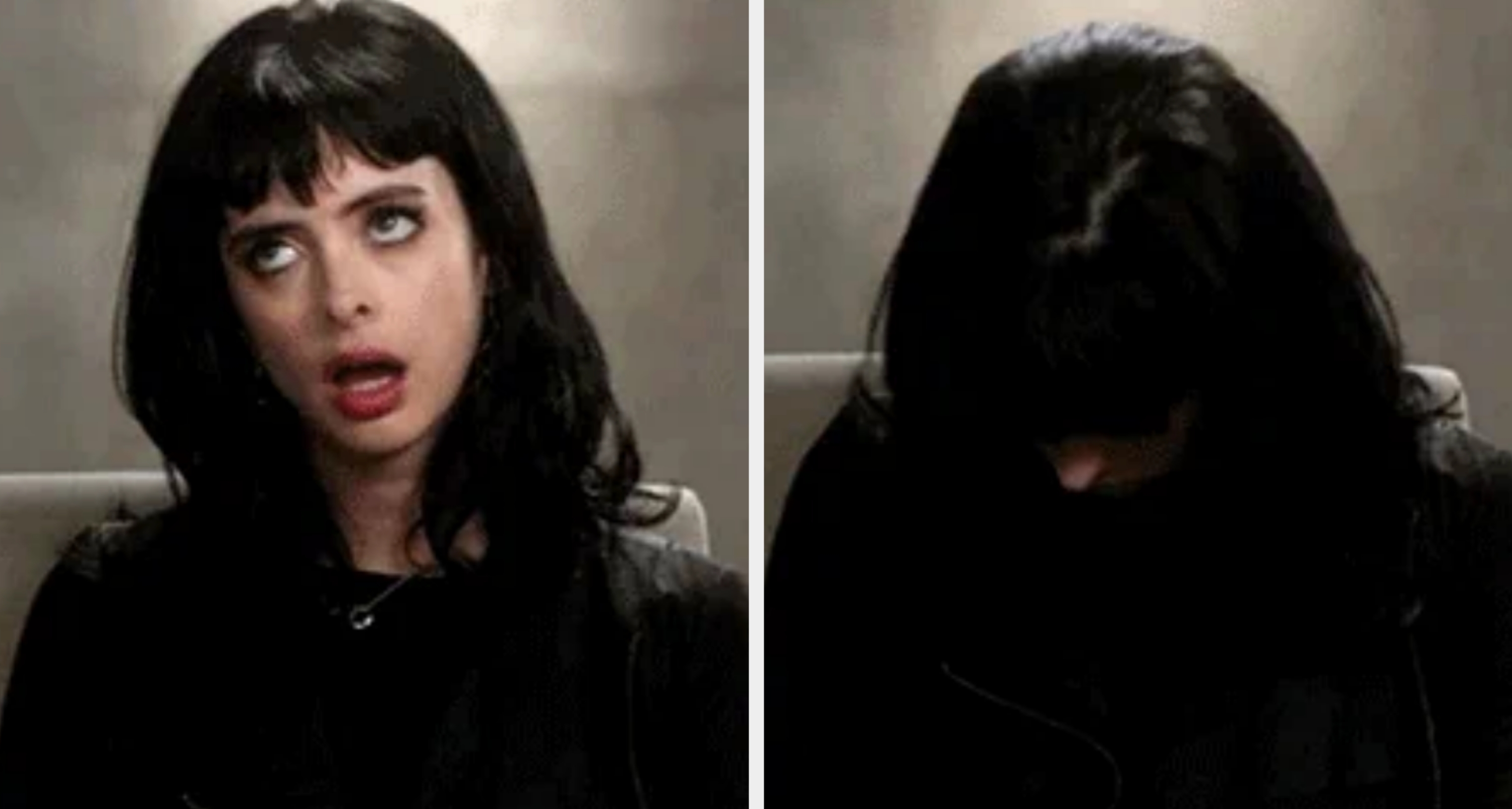 Krysten Ritter rolling her eyes