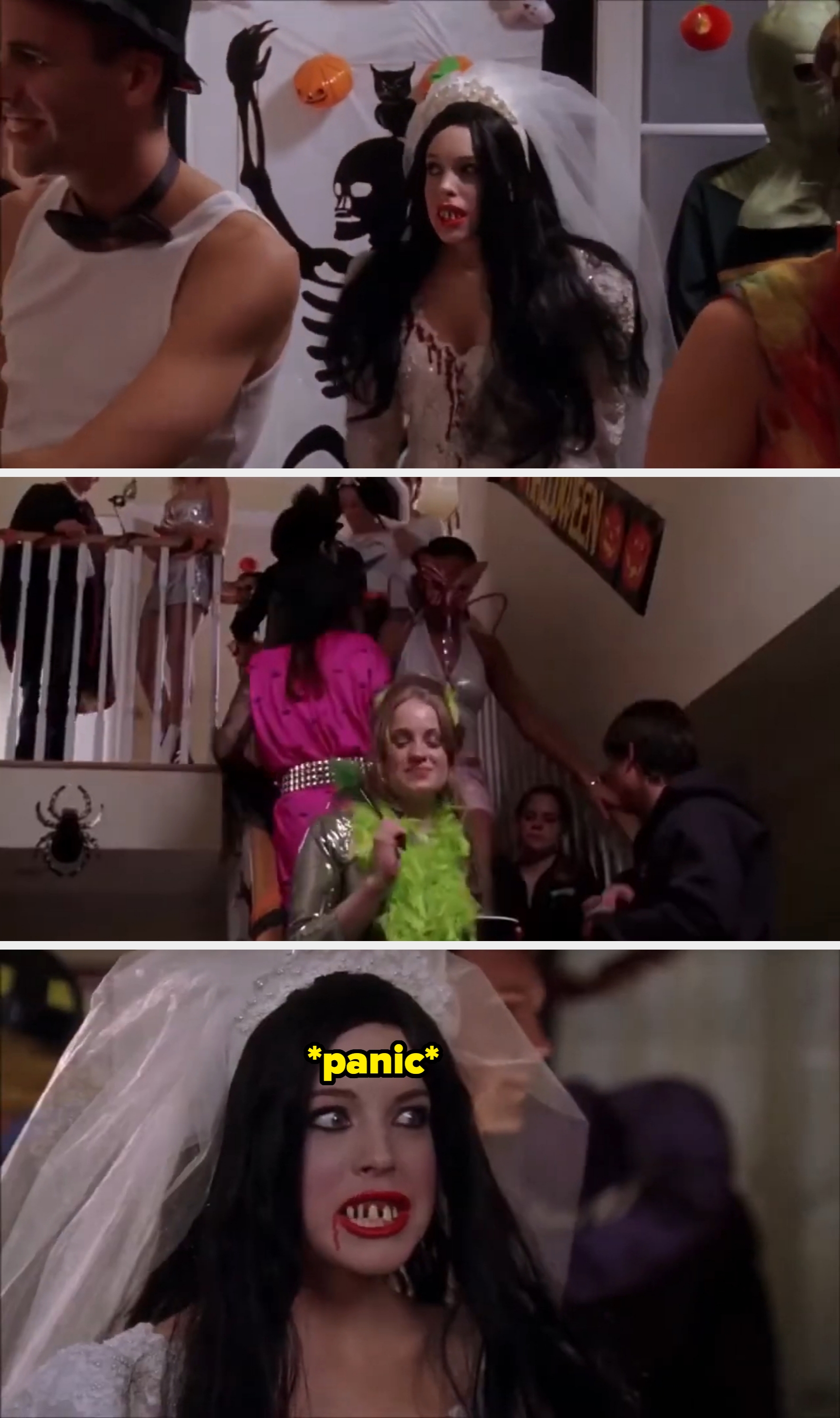 Cady showing up to the Halloween party in Mean Girls dressed scary while everyone else is dressed hot