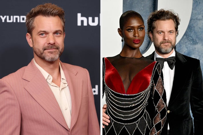 Left: Joshua Jackson at an event. Right: Jodie Turner-Smith and Joshua at an event