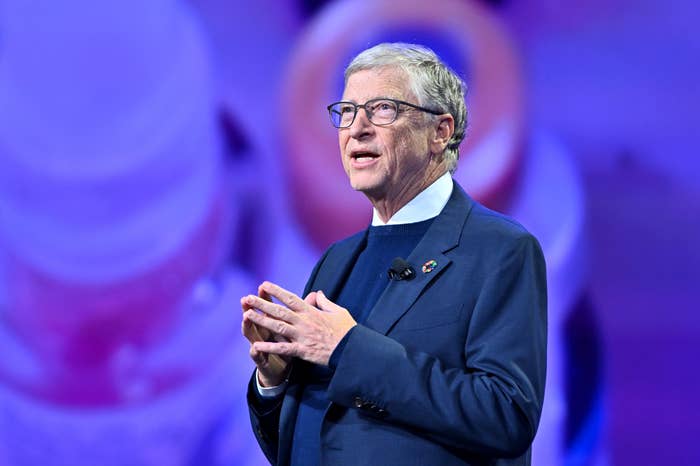 Bill Gates speaking on stage