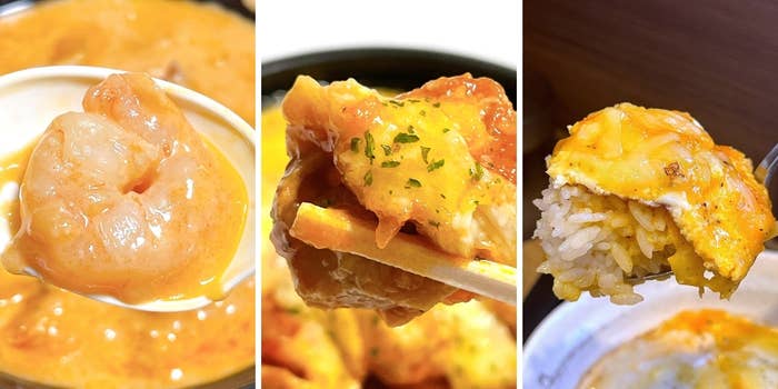 3枚の写真に渡し鍋、チーズピザ、オムライスが写っている料理のコラージュ。