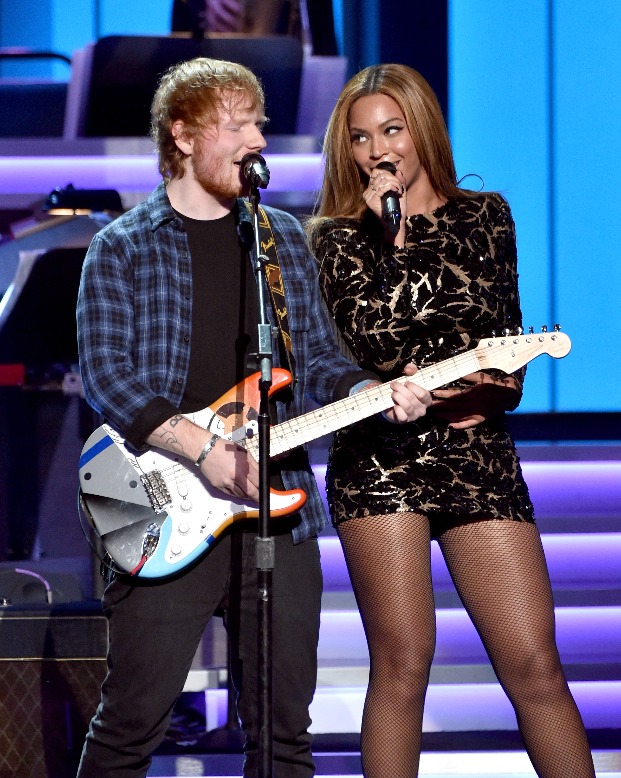 Ed Sheeran and Beyoncé performing together