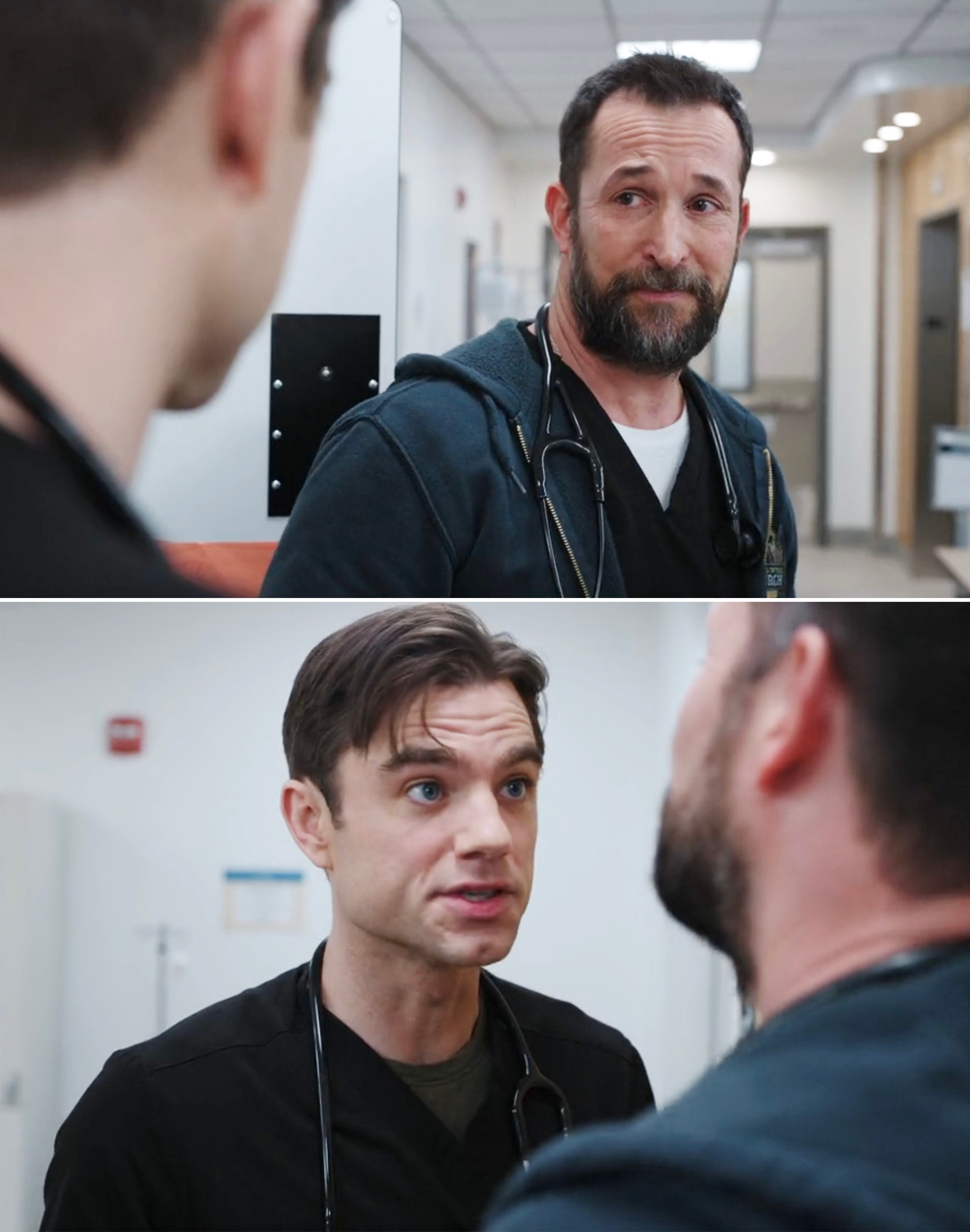 Robby with tears in his eyes as he confronts Langdon who is pleading with him