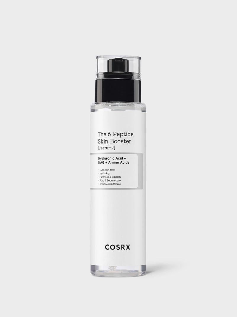 Sebotol Cosrx 6 serum penguat kulit peptida, menampilkan asam hialuronat dan asam amino, ideal untuk meningkatkan rutinitas perawatan kulit