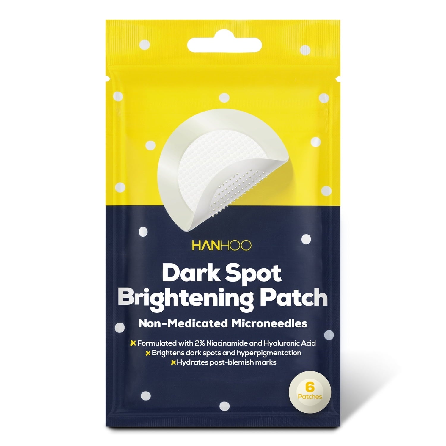 Hanhoo Dark Spot Brightening Patch Paket, 6 Patch Per paket, Sorot mikroneedles non-medicated dan manfaat melembabkan dengan niacinamide