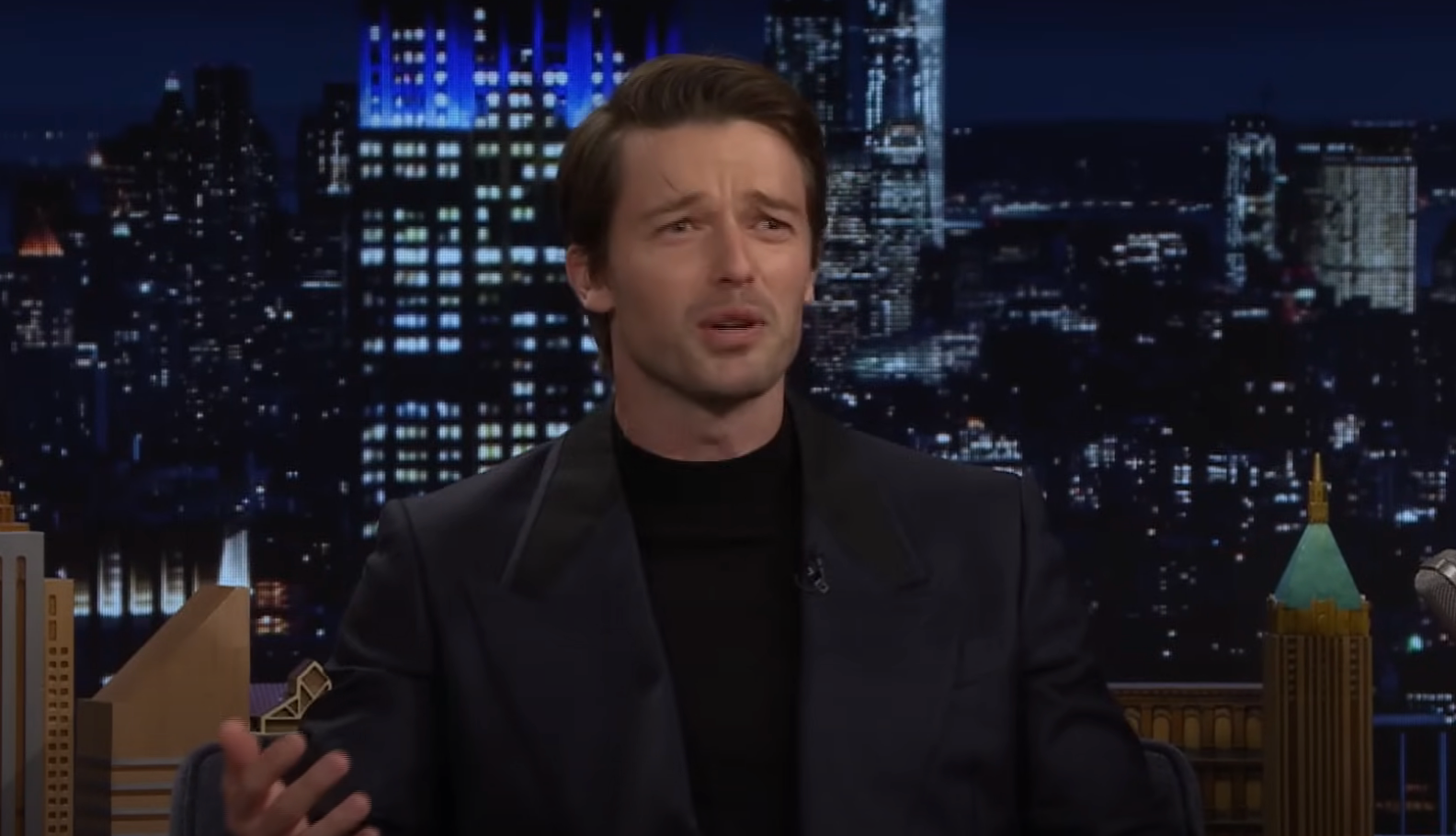 Patrick Schwarzenegger on a talk show