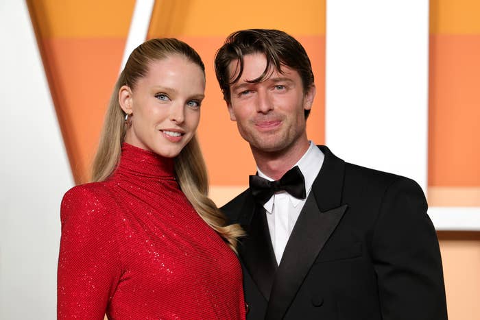 Abby Champion and Patrick Schwarzenegger at a red carpet event