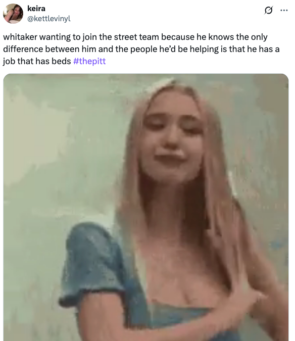 A tweet about Whitaker wanting to join the street team because the only thing that separates those people and him is that he has a job