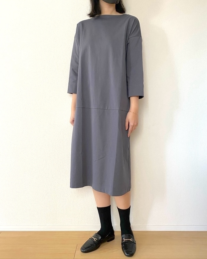 無印良品の「婦人 二重編み七分袖ワンピース」